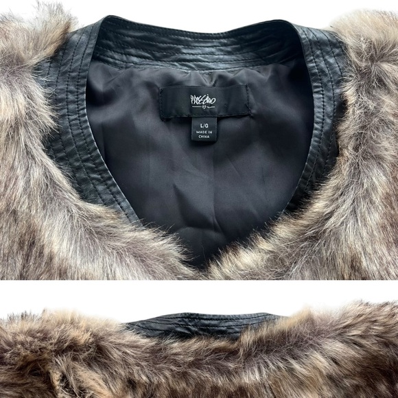 Mossimo Women’s Large Brown Fuzzy Faux Fur Leather Neckline Open Vest #259121669 - Picture 5 of 16